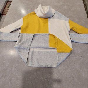 C&C CALIFORNIA Color Block Turtleneck Wool Blend Sweater - Size Small